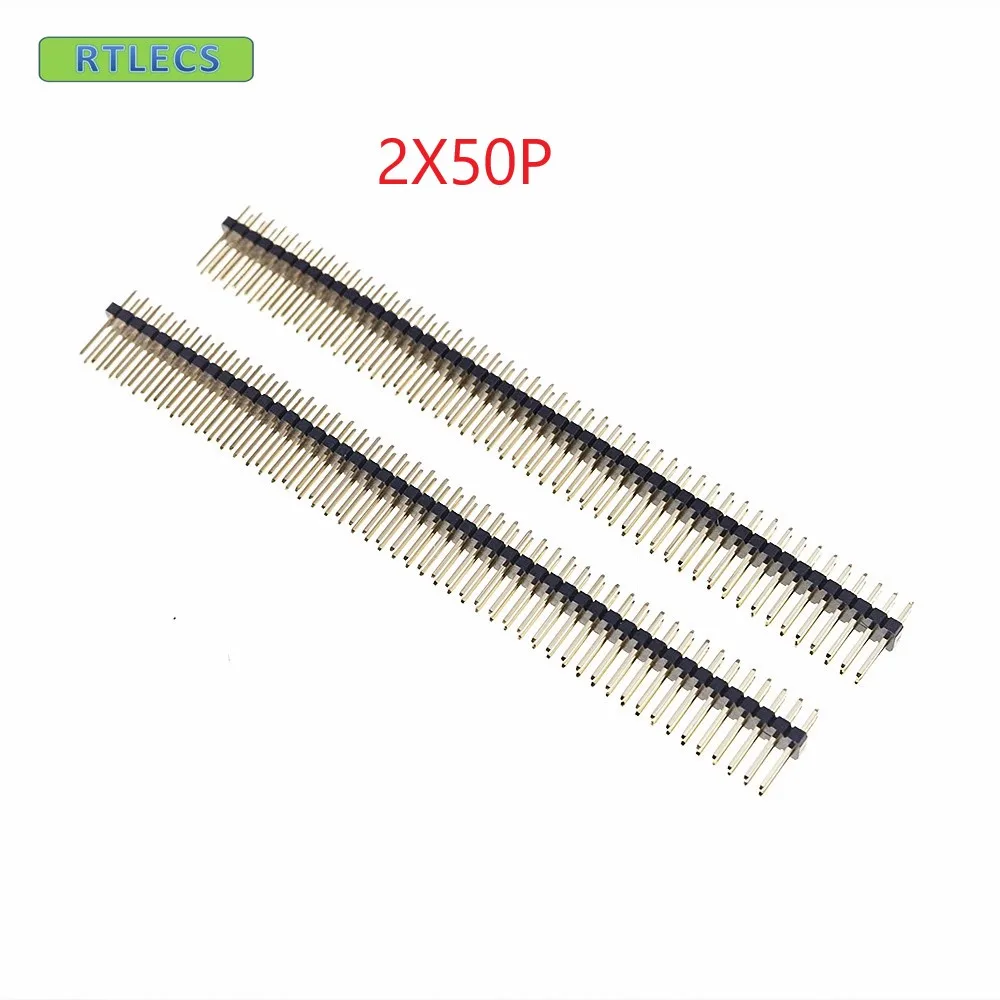 100pcs 2x50 P 1.27mm x1.27mm Pitch Pin Header dual row Straight Through Hole Male straight gold plated Rohs