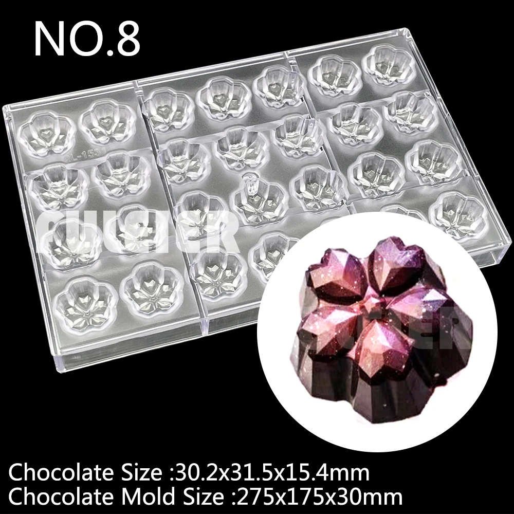 Christmas Polycarbonate Chocolate Mold Santa Claus, Snowman, Bell, Christmas Tree Mousse Candy Chocolate Mould Baking Cake Tool