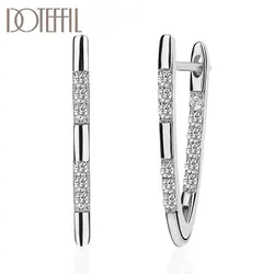 DOTEFFIL 925 Sterling Silver/18K Gold/Rose Gold AAA Zircon Charm Earrings For Women Jewelry Fashion Wedding Party Gift