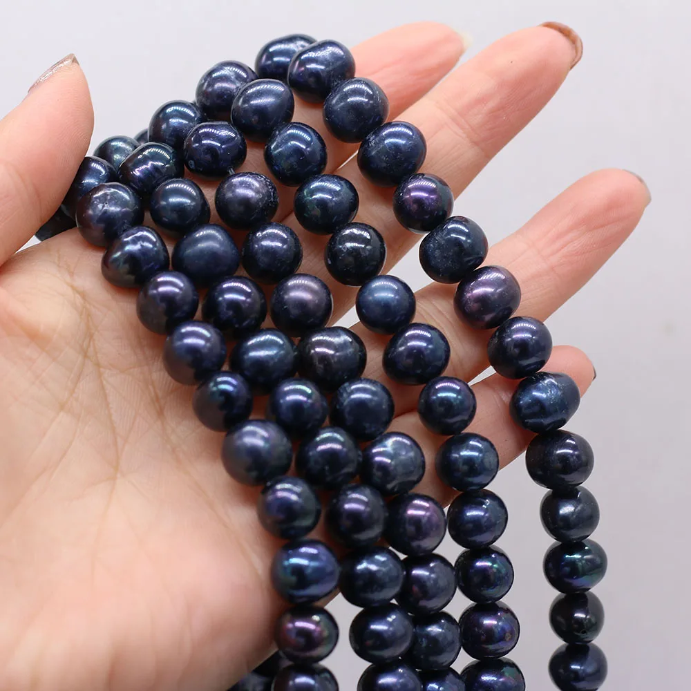 100%Natural Freshwater Black Pearl Round Exquisite Spacer Loose Beads For Jewelry Making DIY Charm Bracelet Necklace Accessories