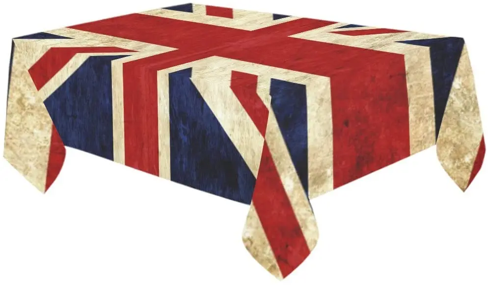 Grungy Union Jack Flag Home Decor Vintage Great Britain British Modern Fabric Desk Cover Table Cloth