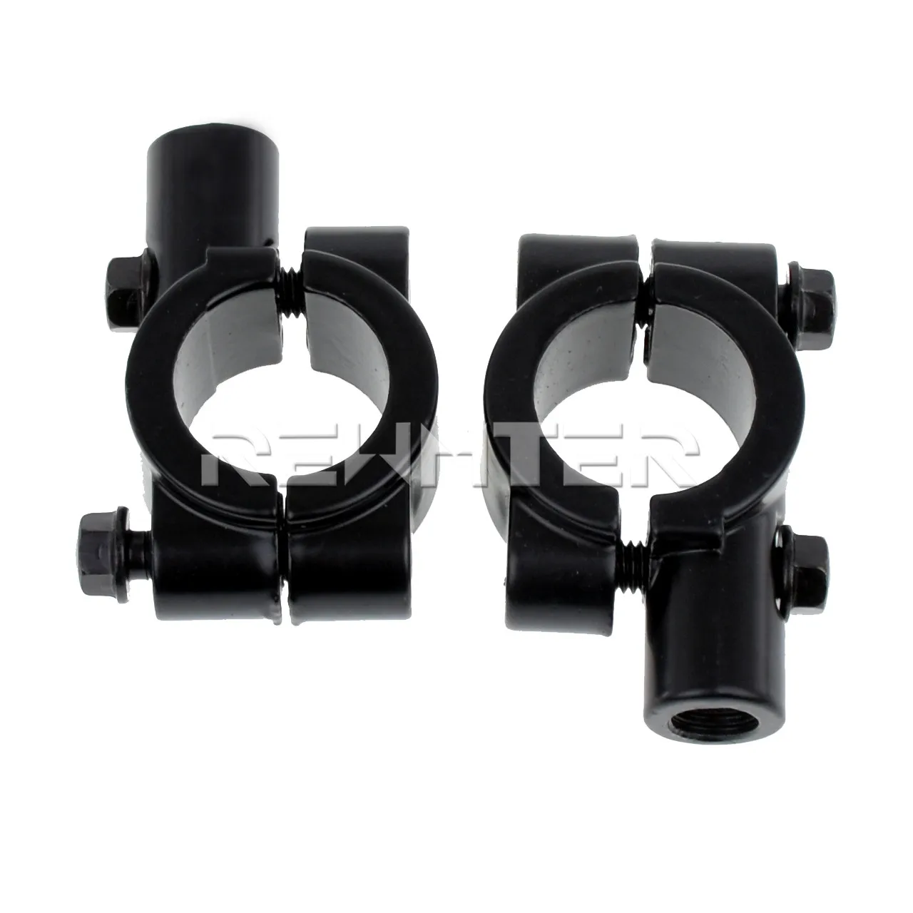 Motorrad Spiegel Halterung Clamp Rückspiegel Halter Adapter Silber Schwarz Metall 22mm 25mm Lenker 10mm 8mm Gewinde 2PCS