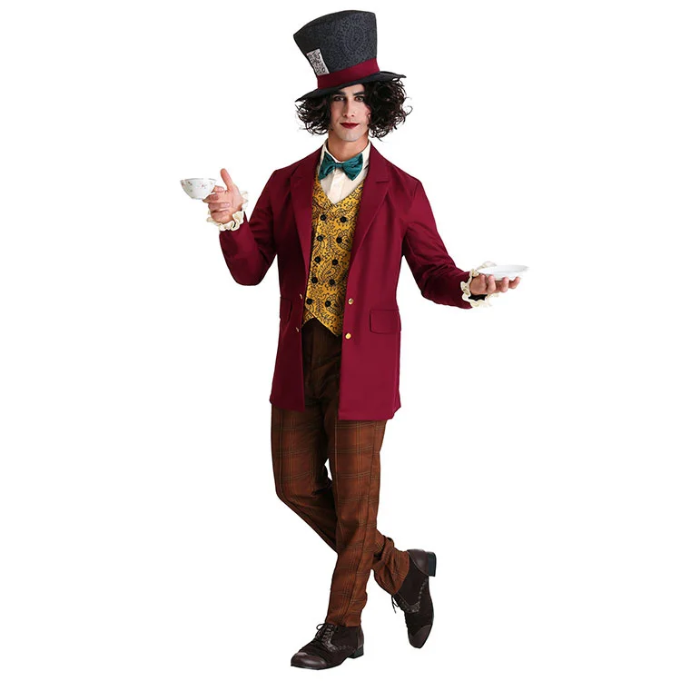 New Halloween Adult Magician Circus Animal Trainer Alice stage performance Mad hatter Cosplay costume ship fast st stock