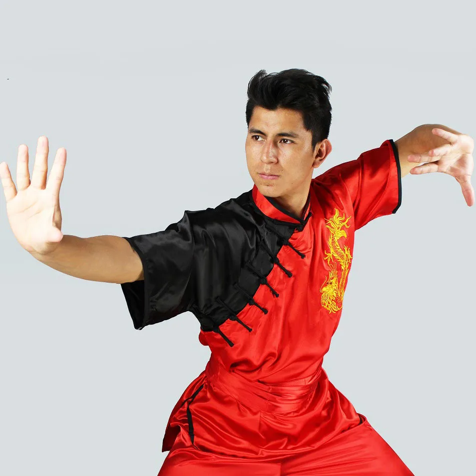Tai Chi Martial Arts Clothing Suits Embroidered Dragon Chinese Clothes for Men Polyester Anti-Wrinkle Reflective Kung Fu Uniform