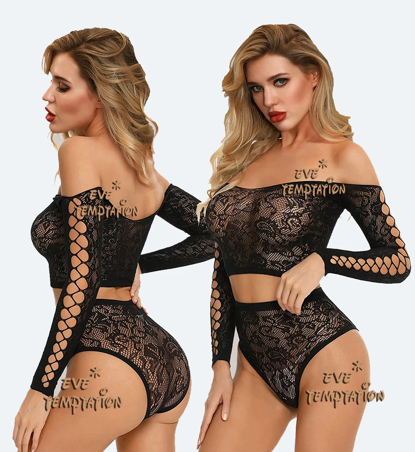 new Sexy Sleepwear plus size lingerie Babydoll BODYSUIT Mesh bowknot Floral Body Stocking Intimate Catsuit Garter strapless