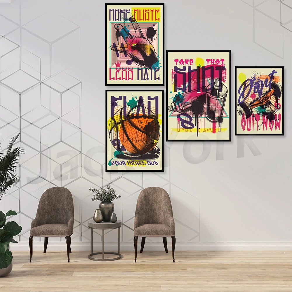 Hand gesture,Skate truck,Basketball urban graffiti,Art Canvas Paintings  Art Posters And Prints  Pictures For Living Room view 3