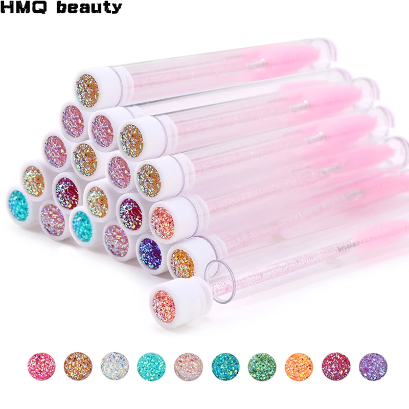 

50Pcs Eyelash Brush Mascara Tube Crystal Eyebrow Brushes Disposable Comb Dust-proof Lash Extension Supplies Cosmetic Makeup Tool