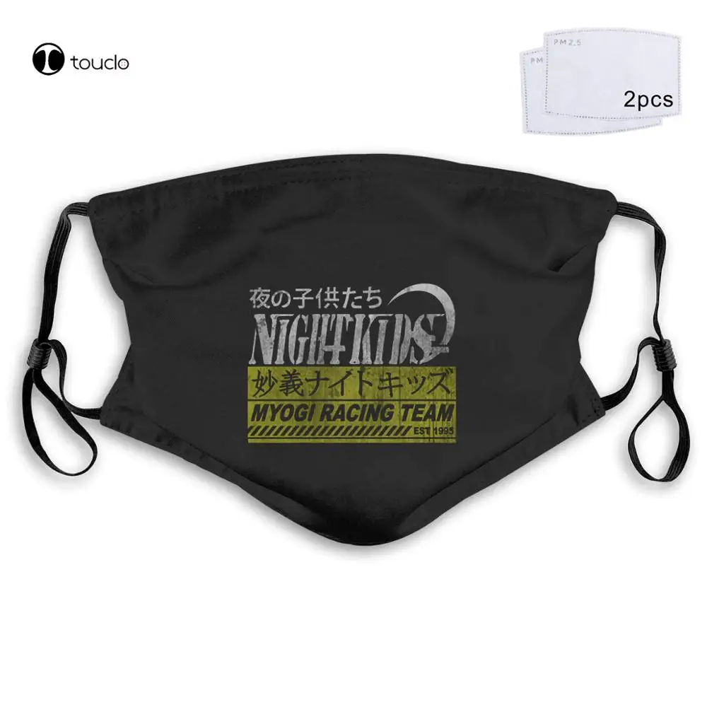 Myogi Night-mascarilla facial con filtro para niños, máscara de bolsillo reutilizable y lavable con diseño de equipo de Anime japonés Tofu R32, Nakazato Initial D Drifting