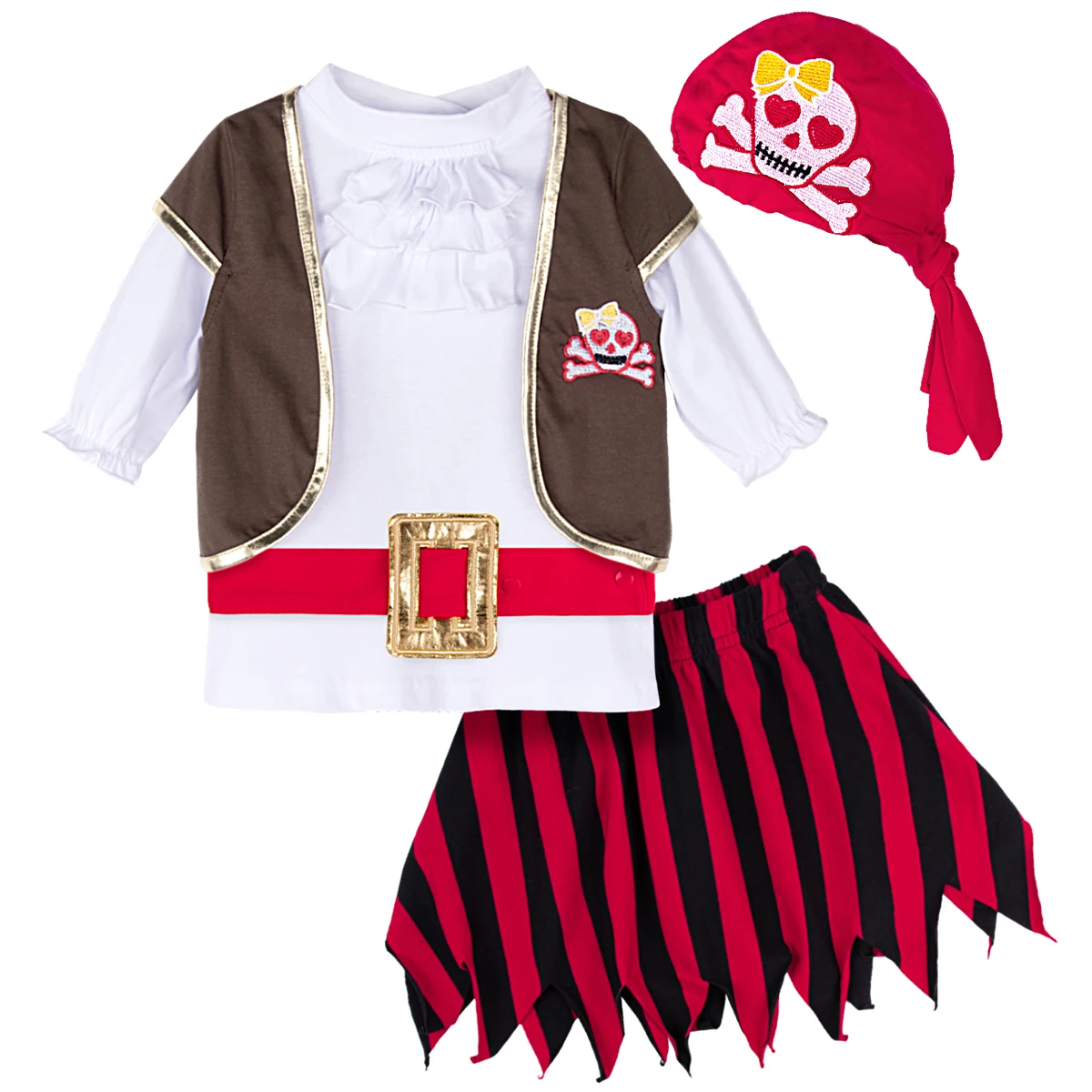 Baby Pirate Costume For Girls Infant Captain Carnival Fancy Dress Party Outfit Toddler Cosplay Dionysia Clothing Set