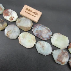 APDGG Natural Faceted Agate Stone Nugget Hand Cut Rectangle Rectangular Loose Beads 15