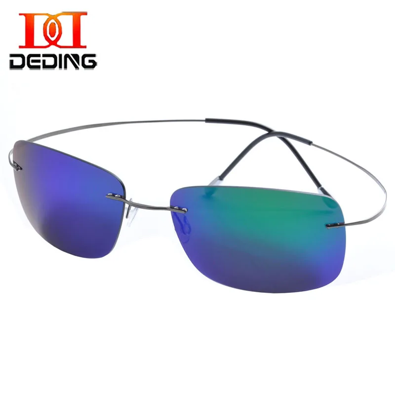 DEDING  Titanium Super Light Frame Sun Glasses Mirroed Uv Protection glasses Mens rimless titanium polarized Sunglasses DD1358