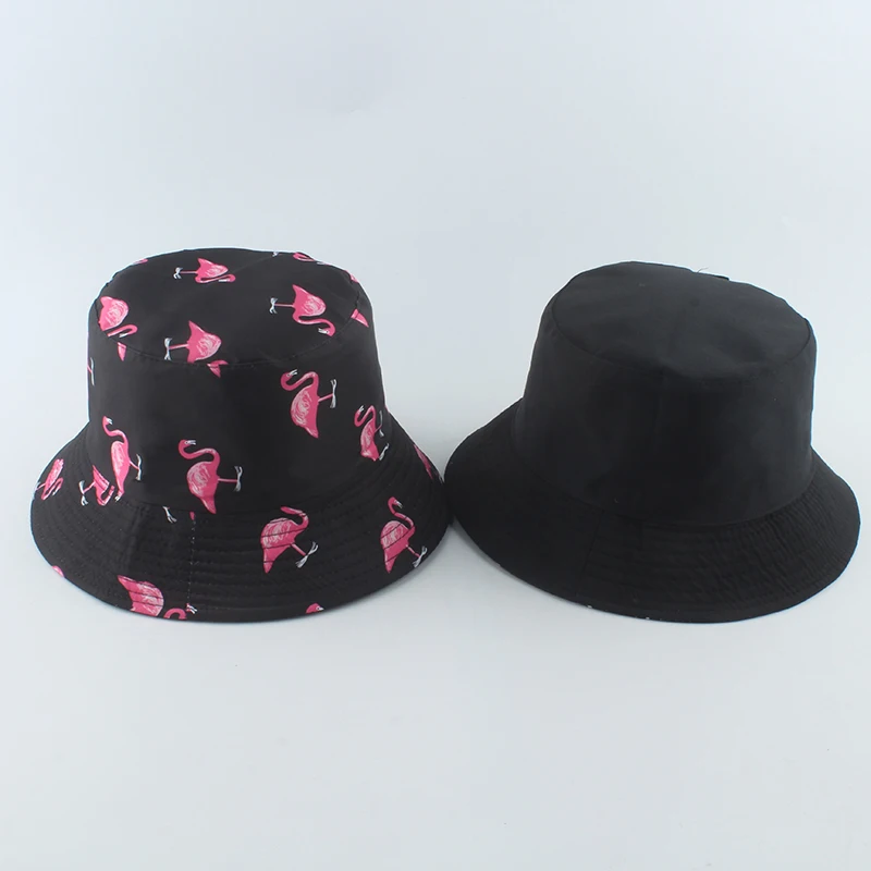 2022 New Panama Bucket Hat Summer Sun Hats For Women Men Flamingo Bird Print Fisherman Hat Bob Fishing Cap