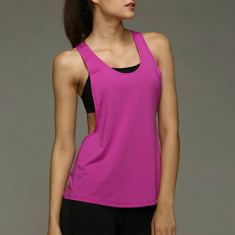 Sexy Backless Fitness Yoga Tops Women Sleeveless Workout Shirts Vest Quick Dry Loose Sport Tank Top Running Training T Shirt