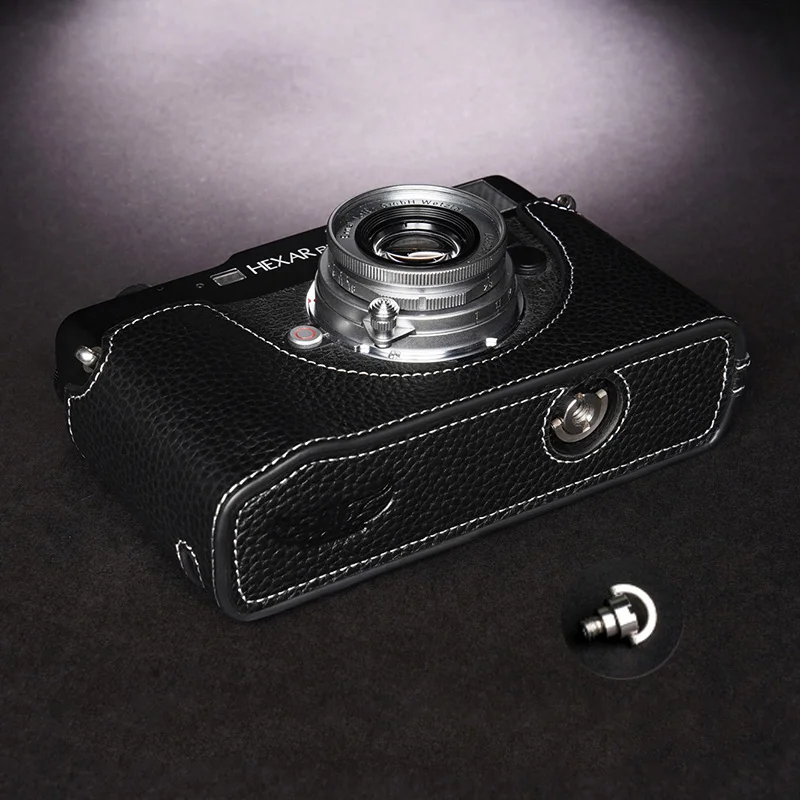 تصميم لكونيكا هيكسار RF اليدوية جلد طبيعي كاميرا نصف كيس غطاء حقيبة