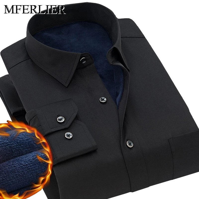 

Autumn Winter Fleece Oversized Shirt 10XL Bust 164cm 5XL 6XL 7XL 8XL 9XL Warm Shirts For Men