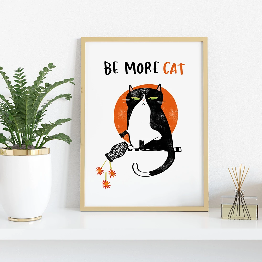 Katzen-Wanddruck für Schlafzimmer, Lounge Want, Zitatdruck, Vintage-Gemälde, Poster, lustiger Garten, Leinwandgemälde, Heimdekoration, rahmenlos