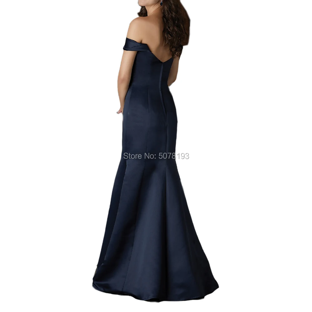 71938 navy-blue V-neck natural mermaid/trumpet floor-length matte satin long Bridesmaid Dresses/Formal Gowns  free shipping