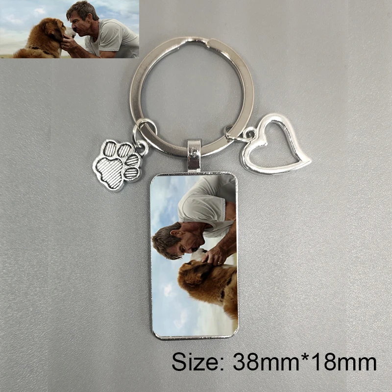 Custom DIY Dog Photo Keychain I Love Dog Glass Crystal Pendant Mini Heart Keychain Car Key Man and Girl Favorite Gift Souvenir