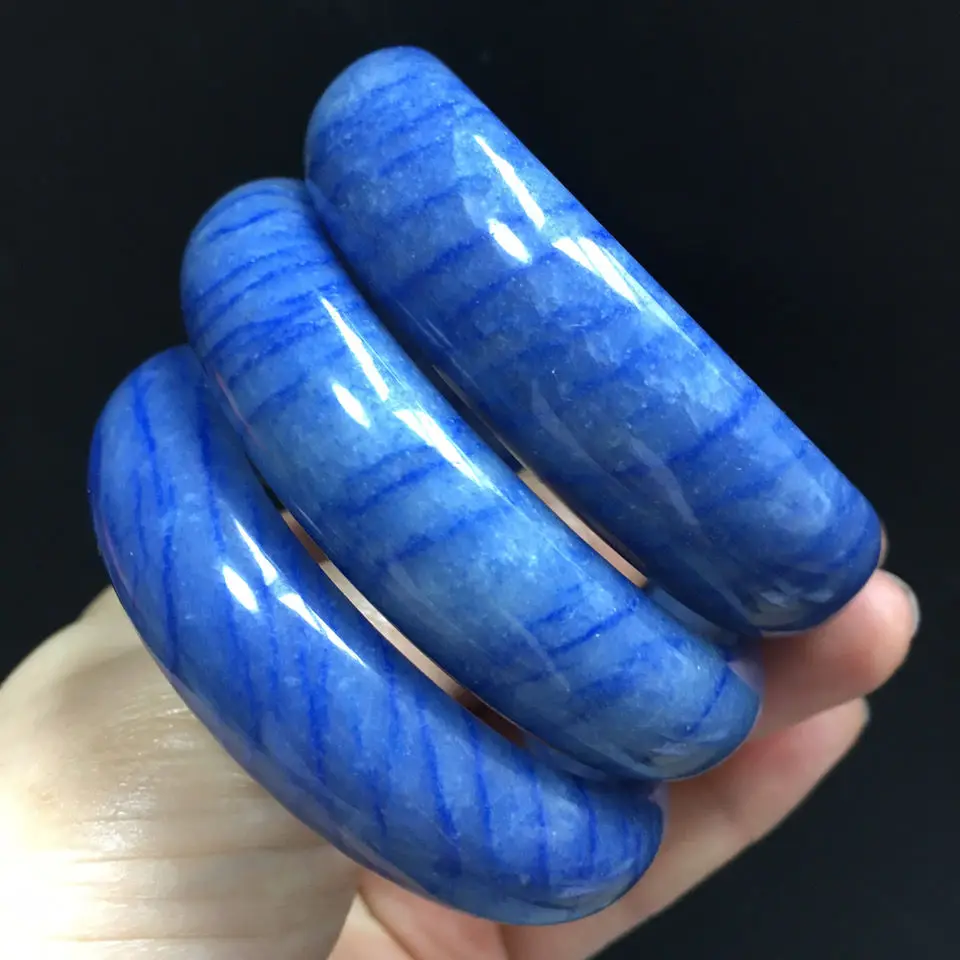 Jewelry High Quality Natural Blue Line Stone Bracelet Aventurine Jade Female Ice Type Fashion All-match Gift Accessory Bangles