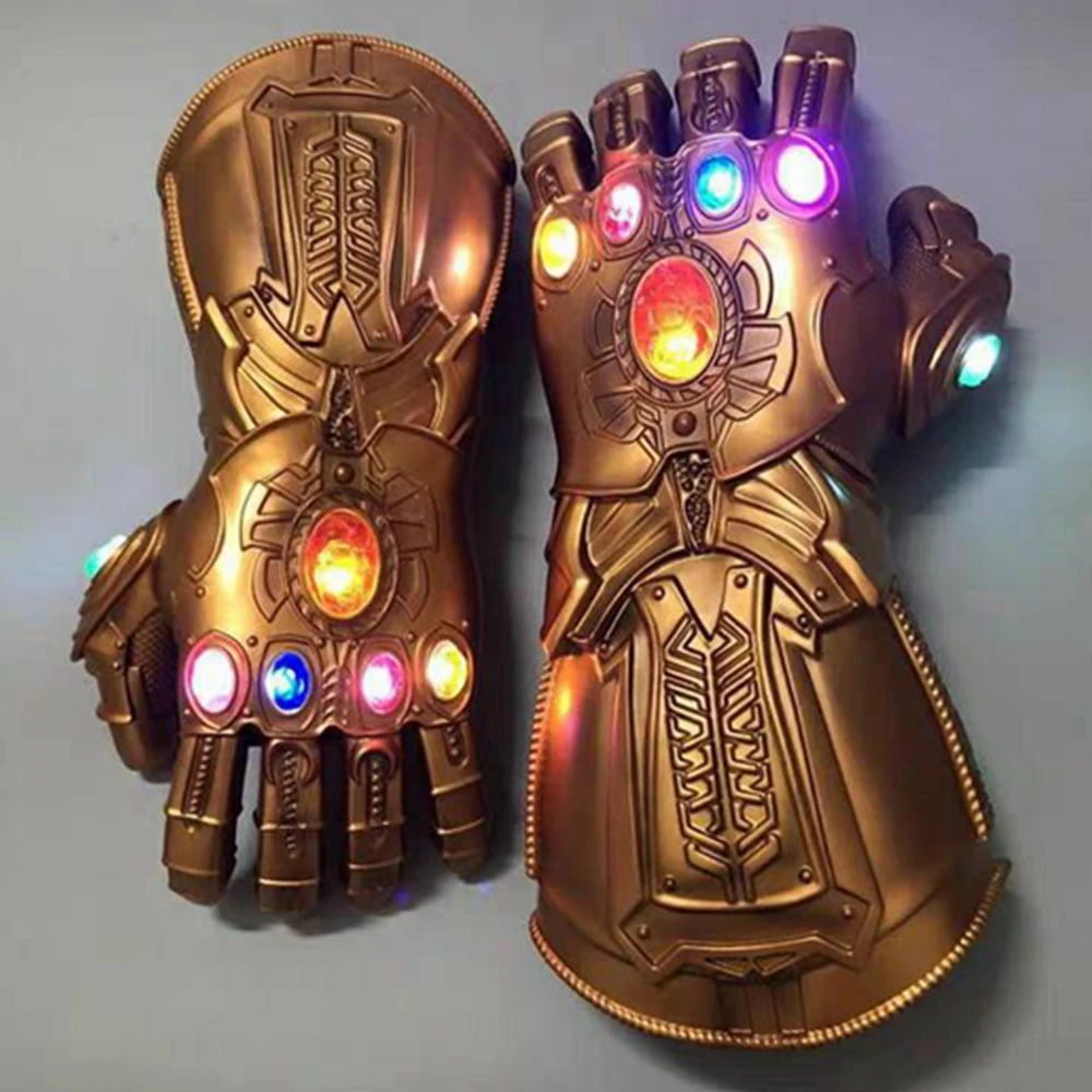 Guantes de hierro de Thanos Infinity para niños y adultos, guante ligero de piedra LED para Cosplay, Arma de carnaval, accesorios de superhéroes para Halloween