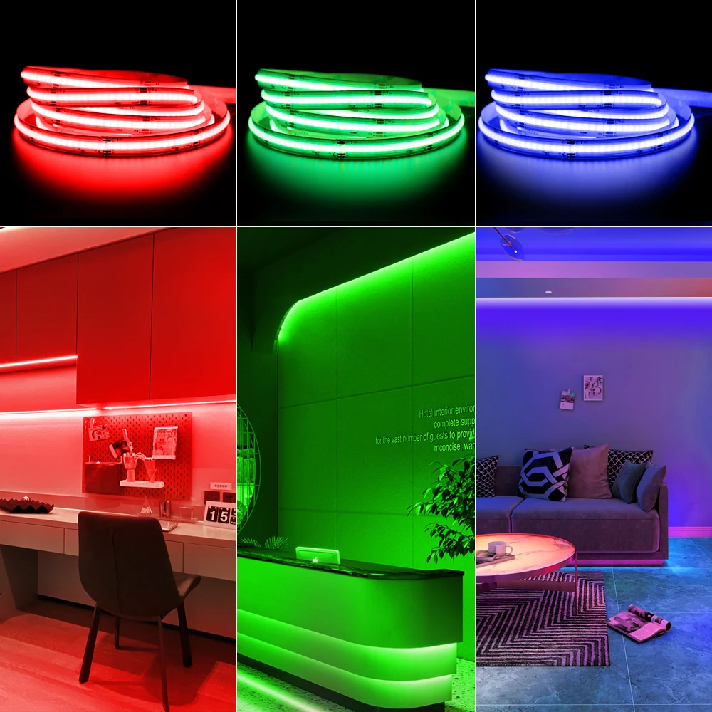 RGB COB LED Strip TUYA Smart LED Control Full Set 840LEDs/M High Density Flexible RGB LED Linear Dimmable Lights For Decoration