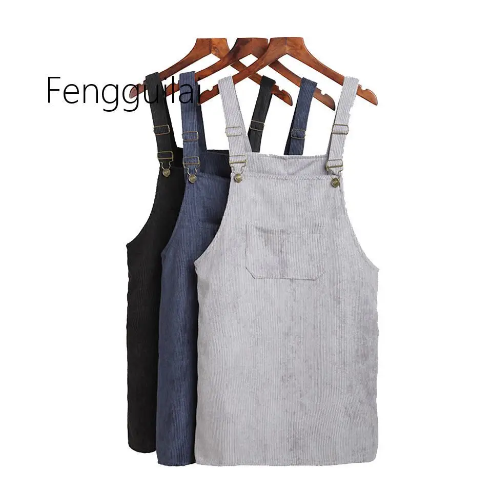 Summer Women Skirts 2020 Casual Corduroy Suspender Overall Vest Jumpsuit Braces Skirt Lady Preppy Style Skirt School