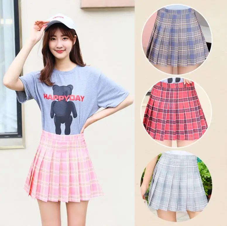 

Новая весенне-летняя плиссированная юбка в студенческом стиле, Женская юбка с высокой талией в Корейском стиле