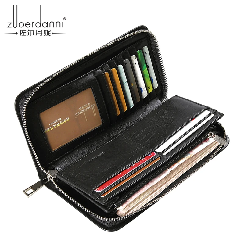 

Zuoerdanni holding bag men's leather wallet long zipper clutch bag multi-function wallet large capacity mobile phone bag