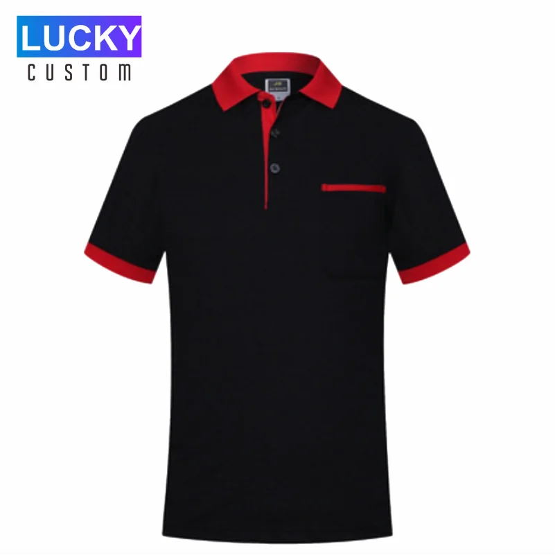 Custom Work Clothes Elastic Mens Polo Custom Printed Embroidery Sleeve For Male Restaurant Clothes