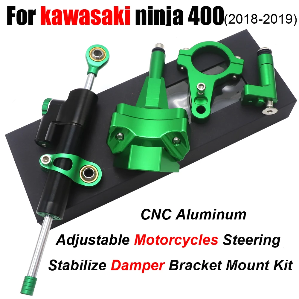 

New Ninja 400 Motorcycle Accessories Aluminium Alloy Steering Damper Bracket Mounting Kit for Kawasaki Ninja400 2018 - 2022 2021