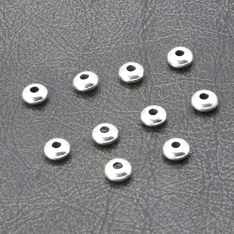 Wholesale Solid 925 Sterling Silver Saucer Seamless Bead Spacer (3.5mm) Findings Bright 50pcs/lot