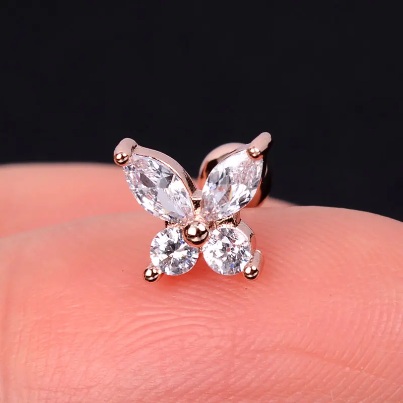 1pcs Beautiful Crysta Butterfly Zircon Mini Stud Earrings Women Chic Romantic Wedding Party Ear Cartilage Piercing Cuff Jewelry