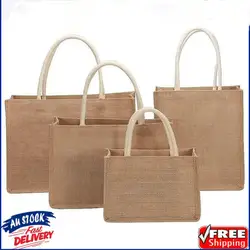 Large Burlap Tote Reusable Eco Bags Blank Jute Beach Shopping Handbag Gift Bags With Handle Grocery Package Storage Bags