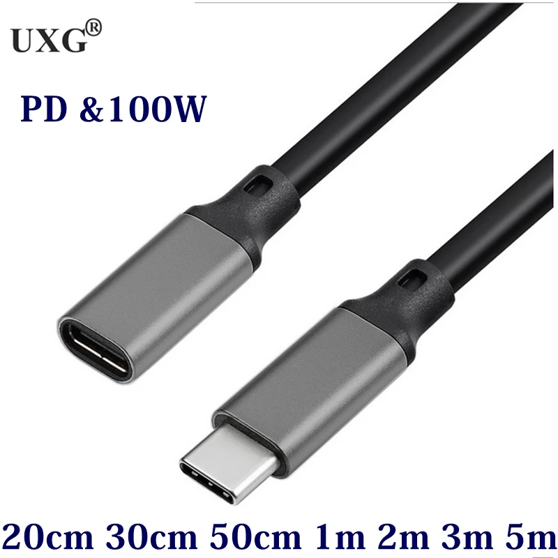 5M 3M 2M 10Gbps Gen2 Type-C USB 3.1 Male To USB-C Female Extension Data 100W Charging OTG Cable Extender Cord Reversible Design