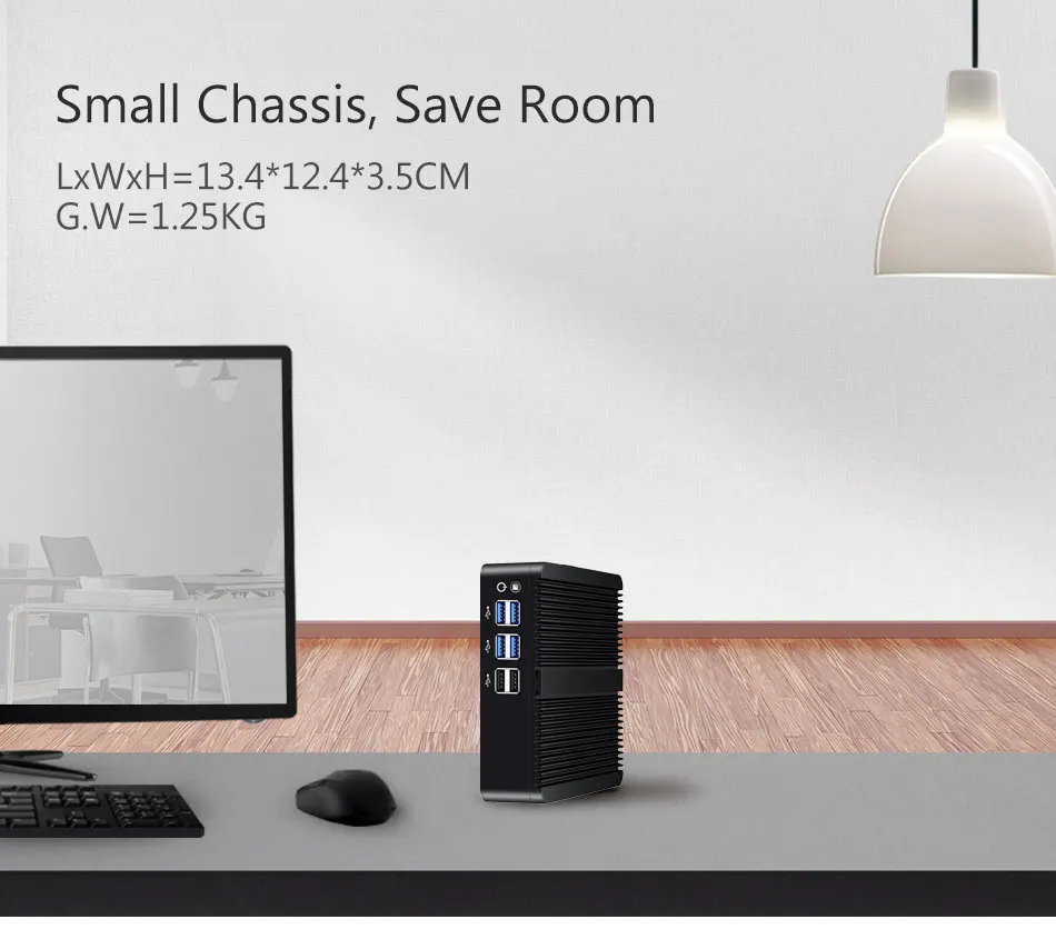 Intel Core I7-4500U I5-4200U Fanless Mini PC with 4xUSB3.0 4xUSB2.0 1xHDMI 1xVGA Support Linux Ubuntu Computer Win10Pro Ready