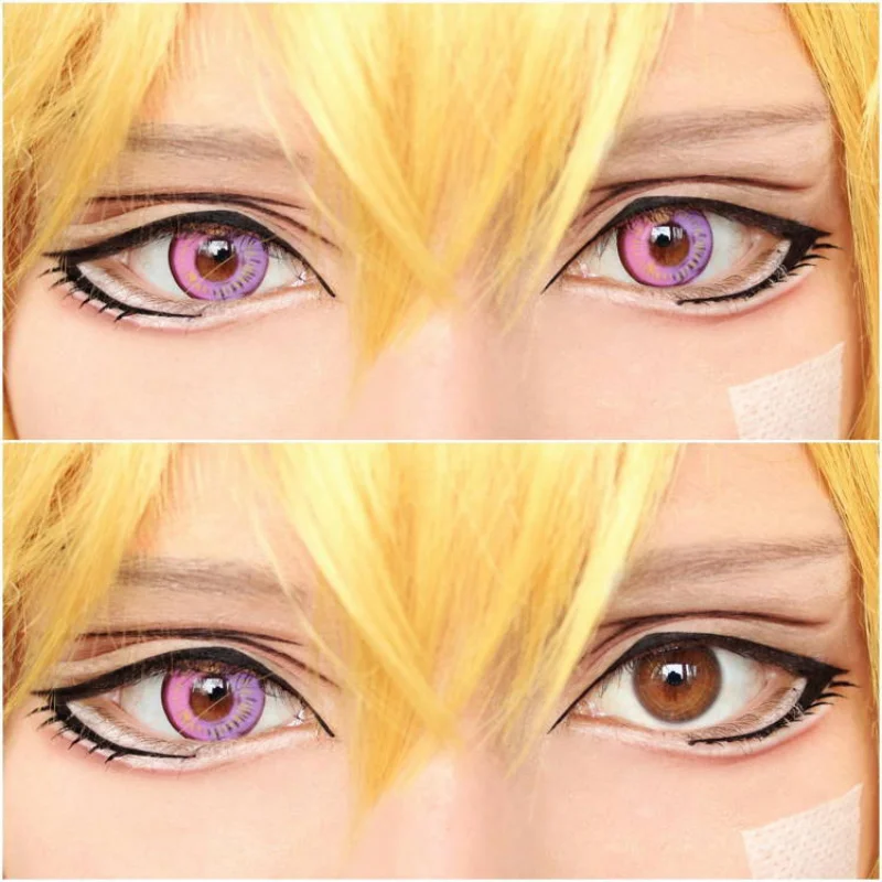 UYAAI 2Pcs/Pair Cosplay Color Contact Lenses Anime Accessories Orange Multicolored Lenses Pupilentes Halloween Colored Lenses