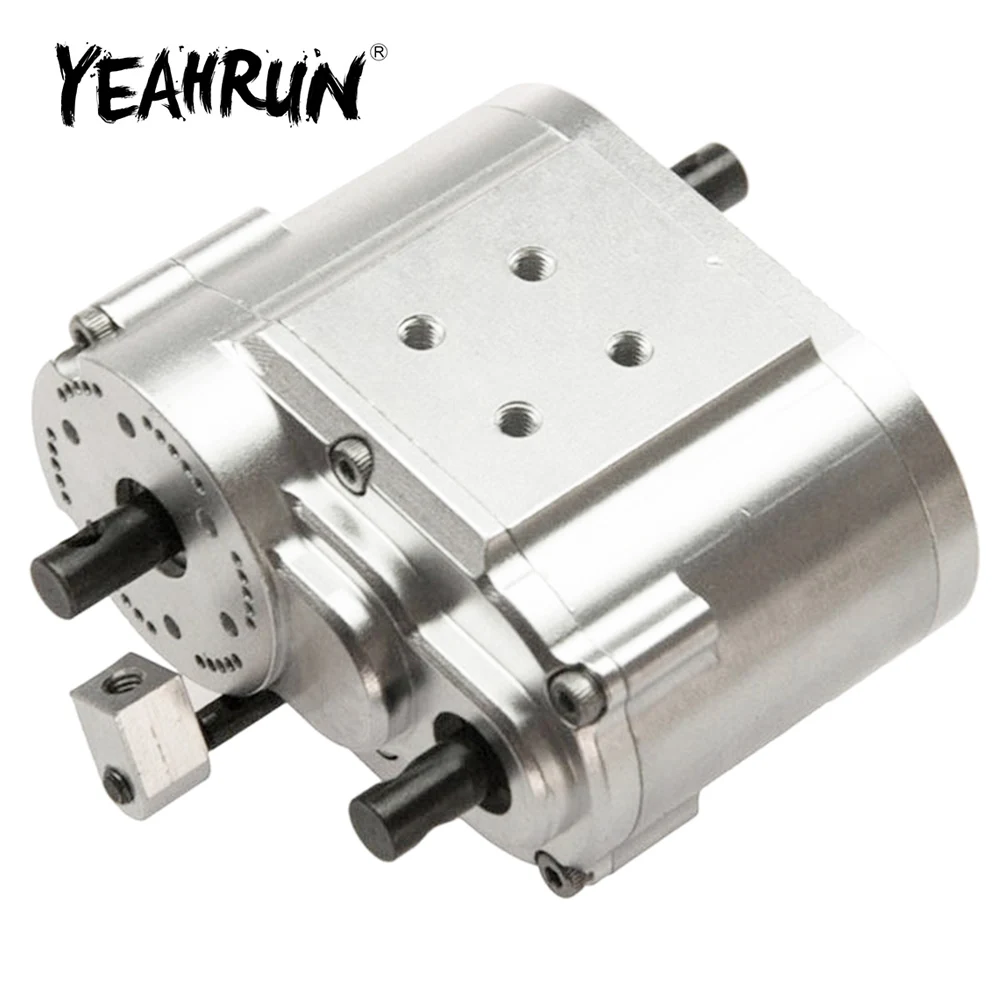 YEAHRUN CNC Metal Alloy 2 Speed Transfer Case Gearbox Transmission for Axial SCX10 D90 1/10 RC Crawler Car Model Parts