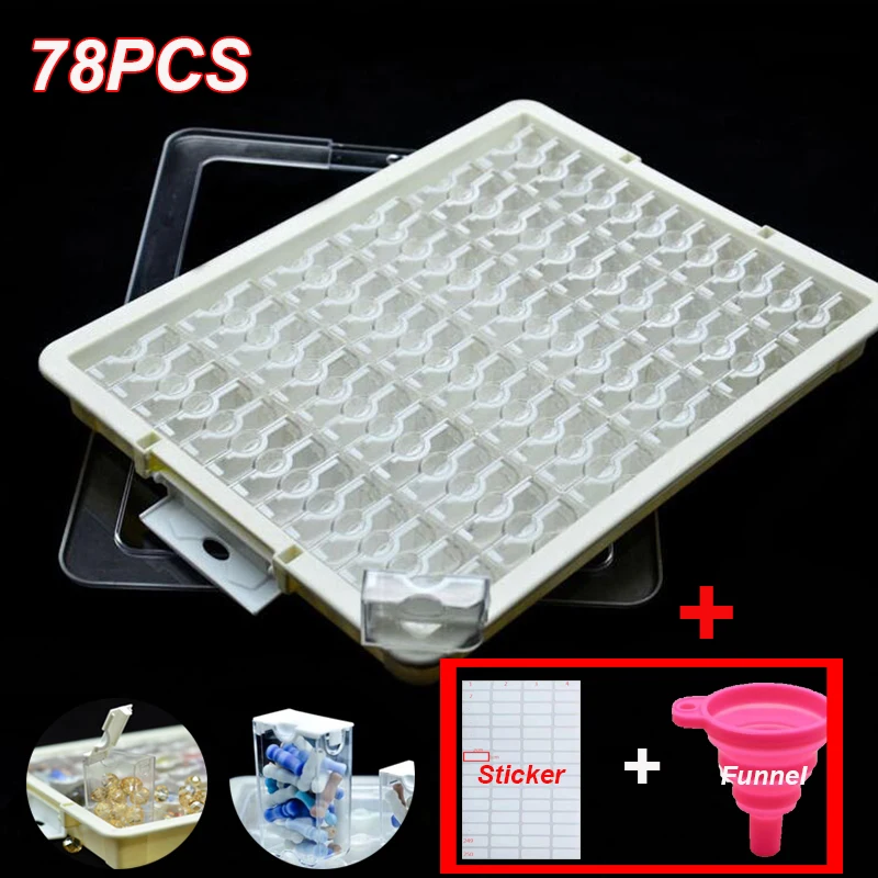 

42/50/78 Slots Grids Storage Sticker Box Tool Diamond Painting Embroidery Accessories Bead Organizer Storage Case Container