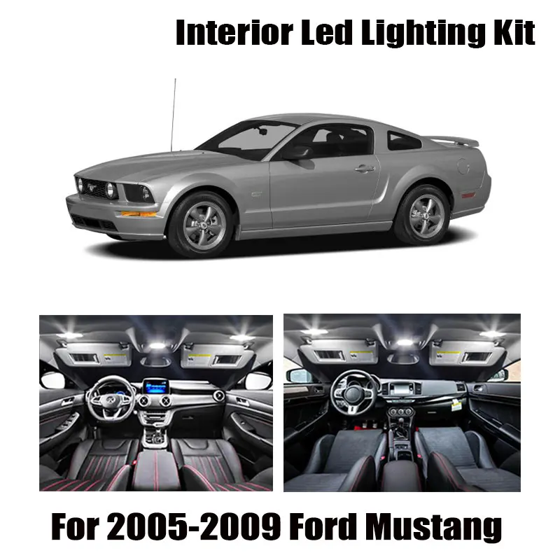 7pcs White Canbus LED Interior Light Reading Map Bulbs Kit Fit For 2005 2006 2007 2008 2009 Ford Mustang Cargo License Lamp