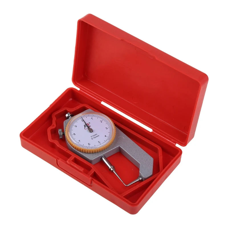 0 to 10mm Range Measuring Tool 0.05mm Resolution Round Dial Thickness Gauge Portable Compatible with Leather Cloth