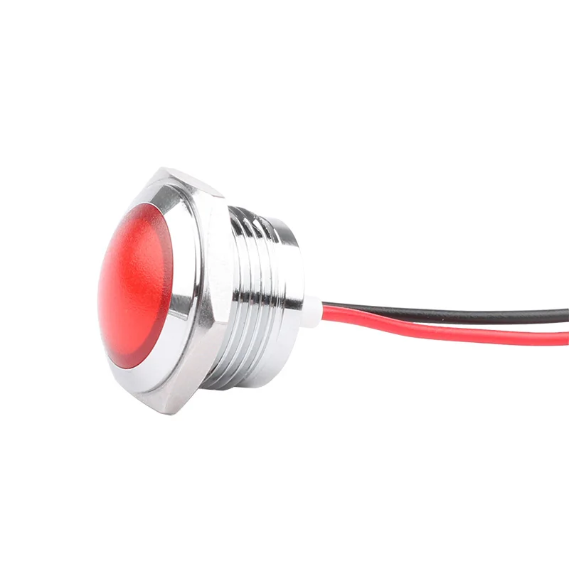 1pcs 19mm Metal Indicator Red, Green, Blue, Yellow and White LED Waterproof Ultra Short Type Indicator 3V12V24V220V WIth Wire