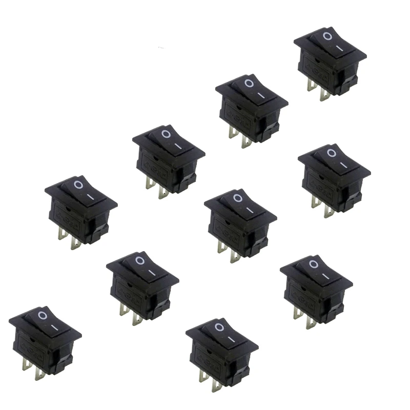 10/20PCS 2 Pin Single-Pole Ship Type Switch Table Lamp Small Power Switch Red Black 15*10mm 3A 250V AC Boat Rocker Switch