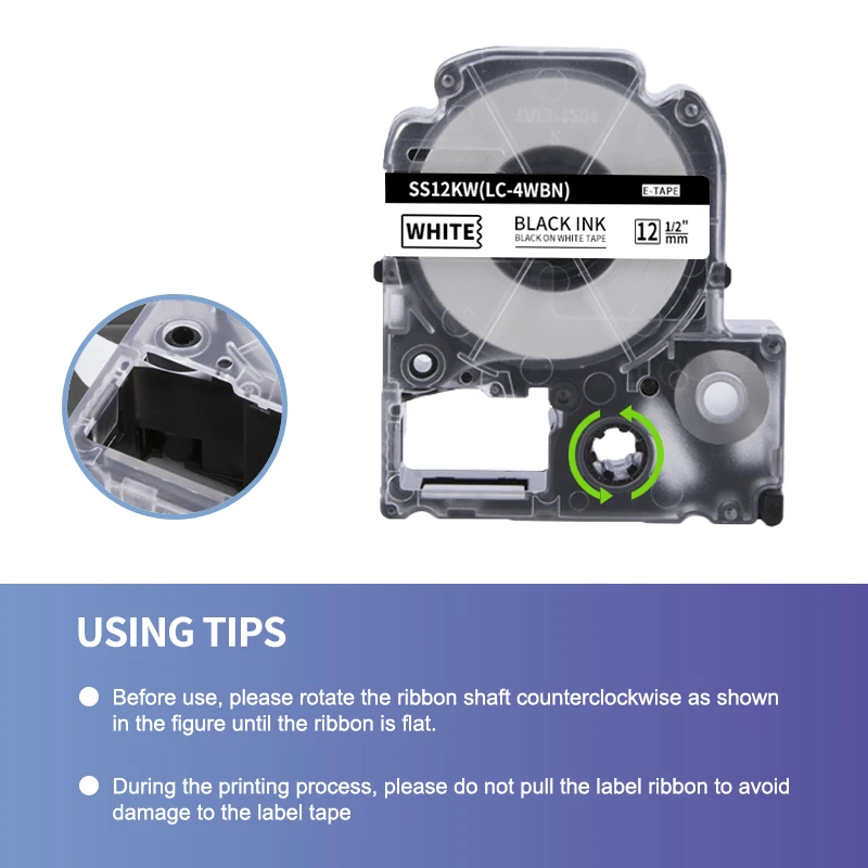 IBOQVZG 1 PCS Label Tapes SS12KW Compatible for EPSON LW-300 LW-400 LW-600P LW-700 LC-4WBN9 Printer Label Maker