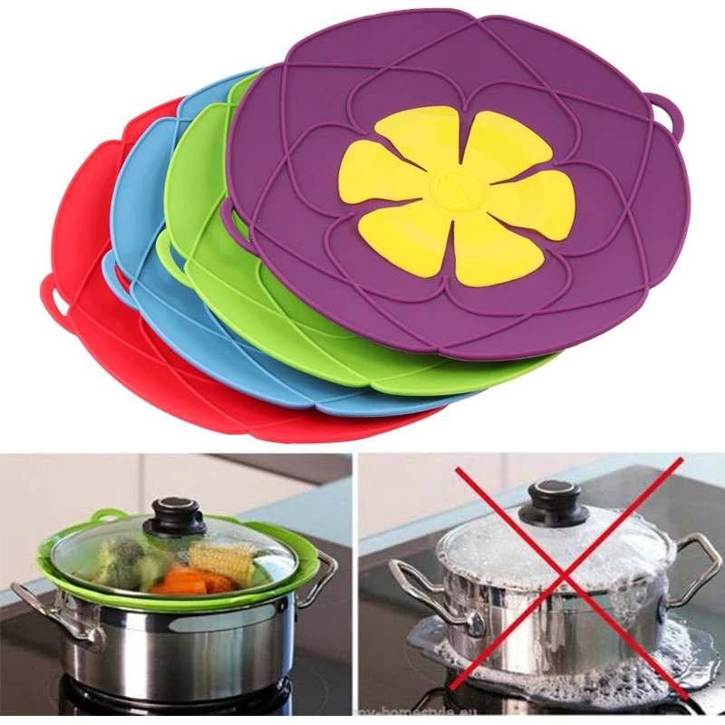 Multifunctional Silicone Lid Spill Stopper Anti Overflow Pot Cover 26.5cm Diameter Kitchen Gadgets Cooking Pot Lids Utensil