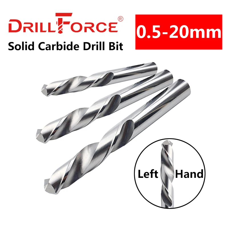 

Drillforce 1 шт. 0,5 мм-20 мм левая рука твердосплавные сверла обратная спиральная канавка спиральное сверло для твердого сплава инструмент из нержавеющей стали