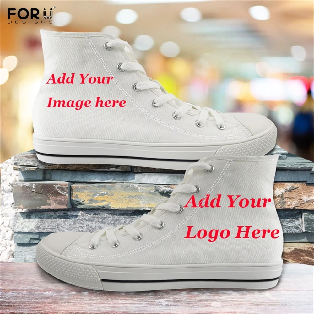 FORUDESIGNS Custom Your Logo/Image/Text/Name Pinted Shoes for Unisex High Top Canvas Shoes Women Dropshipping Ladies Sneakers