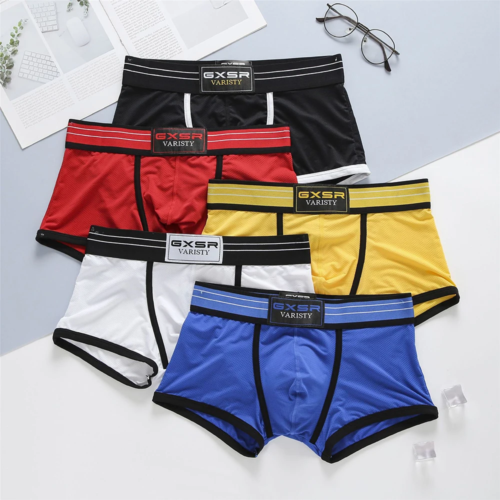 Brand Men\'s Underwear Antibacterial Sweat-Absorbent Comfortable Panties Low-Waist Sports Boxer Briefs Underpants For Male