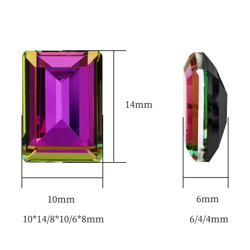 Astrobox High Quality Fancy Rectangle Crystal Rhinestones Glue On Glass Rhinestones Used Nail Art Stone DIY Jewelry Making