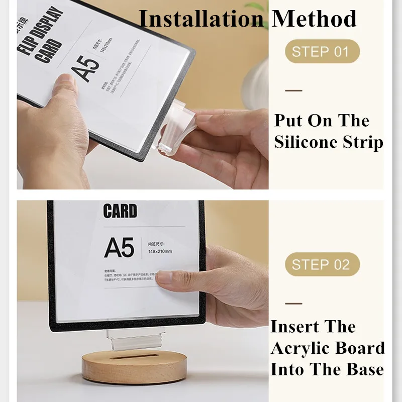 A6 Page Turning Acrylic Sign Holder Menu Holders Plastic Message Boards Signs Stand With Poster Photo PVC Frame