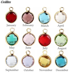 20pcs 8mm Wholesale Jewelry Findings Birthstone Crystal Pendant Charms Gold Plated Charm for Handmade DIY Jewelry Making